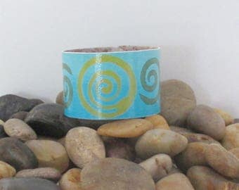Painted Cuff Bracelet, made from Recycled Linoleum