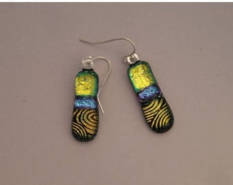 Christmas in July Sale Dichroic Fused Glass Earrings - BHS02948