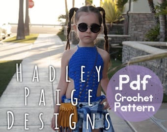 2 Crochet Patterns in 1 - Both HARLOW & KARMA Monokini's by Hadley Paige Designs. Boho kids. Summer wear. Ages 6-8. Swim. One piece swim