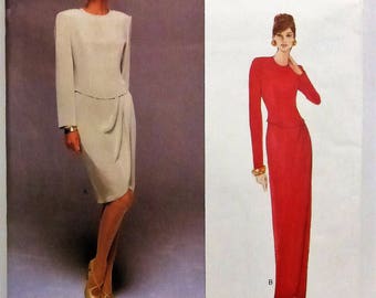 Vintage Vogue American Designer Pattern 1708 Tom & Linda Platt Evening Dress Multi Size 12-14-16 Factory Fold