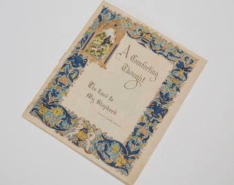 vintage religious card featuring the 23rd Psalm / Bible verse, parchment card by Buzza Cardozo, Hollywood