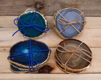 Gold Plated Agate Coasters