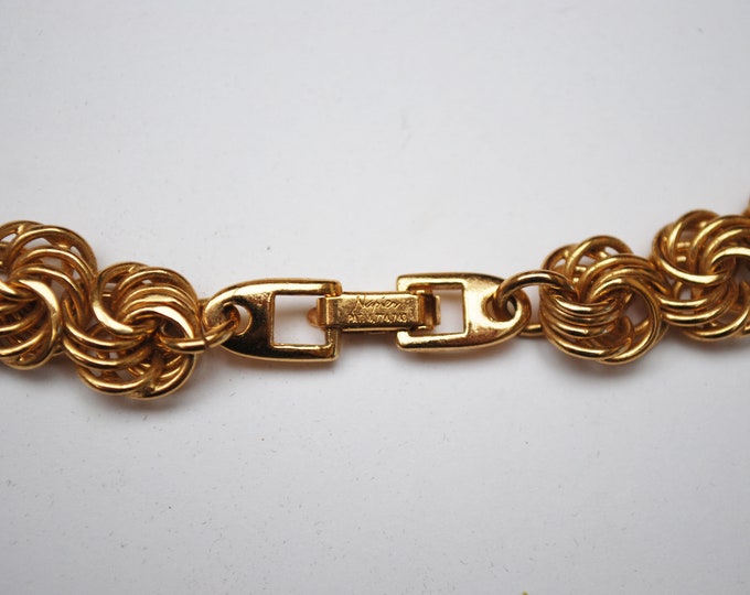 Chunky gold swirl link chain Necklace - Signed Napier - Gold Plate Links