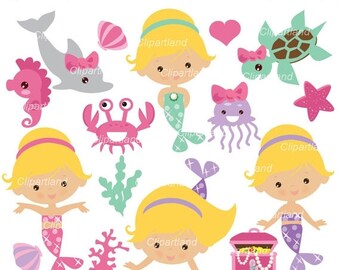 ON SALE INSTANT Download. Mermaids clip art. Cm_39. Personal and commercial use.