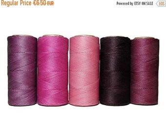SUR cordon de vente de macramé - ciré Polyester Linhasita - lot de 5 couleurs - 10 mètres chaque couleur