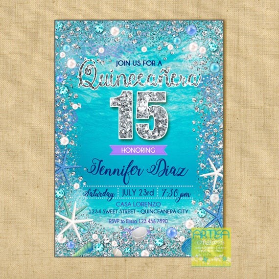 Under The Sea Themed Quinceanera Invitations 2