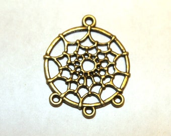 4 Antique Bronze 1 to 3 Dream Catcher Charms/Pendants
