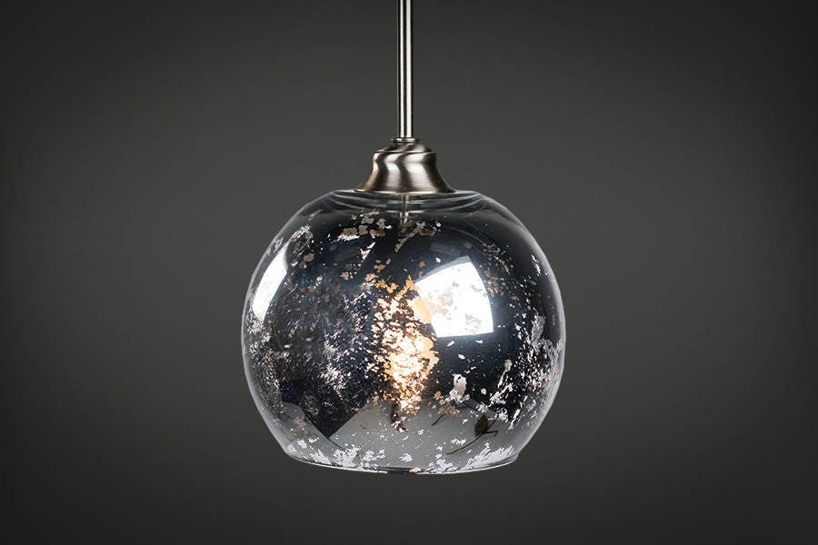 Mercury Glass Pendant Light Fixture Edison Bulb Brushed