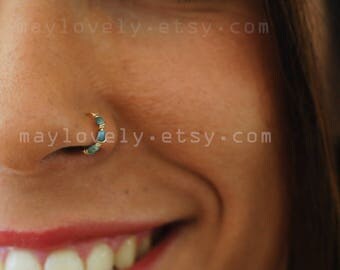 Nose Ring Hoop, turquoise nose hoop Nose Piercing, Tragus hoop Earring, Cartilage Earring, Helix Piercing, tiny turquoise hoop, body jewelry