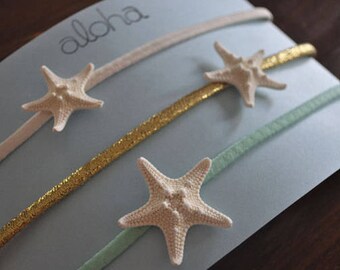 Beach Headband - Boho Headband - Starfish Headband - Starfish Hair Acccessory - Beach Hair Accessories -Mermaid Hair - Mint Green Headband