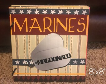 Personalized Military Mini Paperbag Scrapbook Album --Army, Air force, Coast Guard, National Guard, Navy, Marines