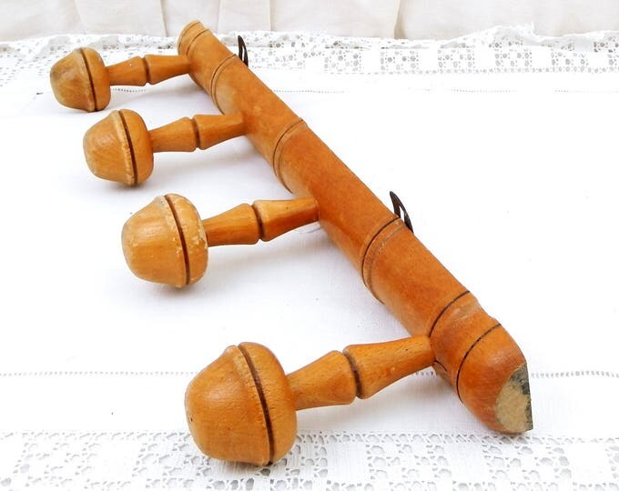 Antique French Traditional Wooden Faux Bamboo Hat Rack, Coat Rack / Hock, French Country Cottage Decor, Retro Rustic Home Entrance Interior