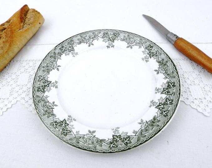Antique French Ironware "Terre de Fer" St Amand et Hamage China Plate Dark Green Ivy and Wild Rose Pattern, Chateau, French Country Decor Antique French Ironware "Terre de Fer" St Amand et Hamage China Plate Dark Green Ivy and Wild Rose Pattern, Chateau, French Country Decor