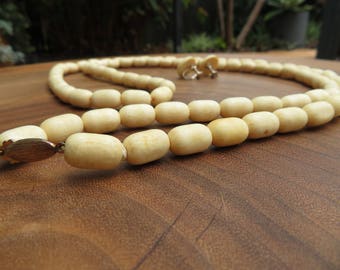 Oval/ Barrel Bone Beaded Necklace
