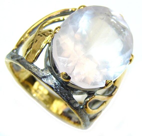 Rose Quartz Sterling Silver Ring - weight 8.70g - Size 7 1 2 - dim L -1, W -7 8, T -1 4 inch - code 21-sty-16-66