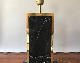 Sale. Free shipping. Amazing design black cararra marble table lamp, hollywood regency