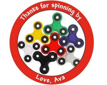 Fidget Spinners 2 inch personalized party goodie bag favor tag cupcake topper sticker label printable