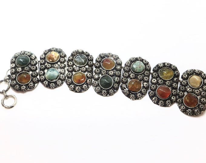 Afghan Tribal Bracelet, Agate Stones, Vintage Afghan Jewelry, Artisan Bracelet