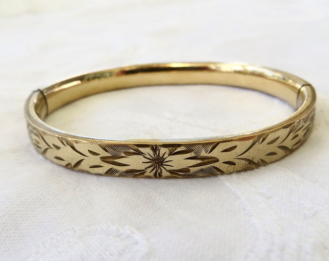 Antique Bangle Bracelet, Art Nouveau Bangle Gold Filled Antique Jewelry, Vintage Gold Filled Jewelry