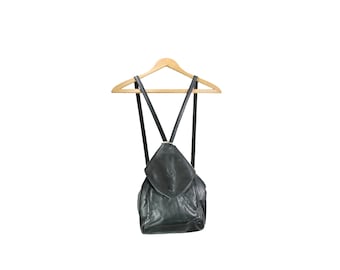 Black Leather Backpack Purse // Black Leather Backpack // H270
