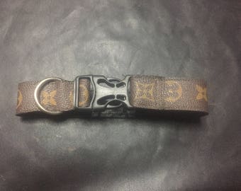 Louis Vuitton Dog collar medium 1" wide LV repurposed monogram recycled upcycle