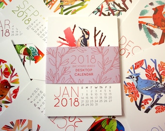 2018 Bird Desktop Calendar - Vibrant, Colorful Illustrated 5x7 Calendar