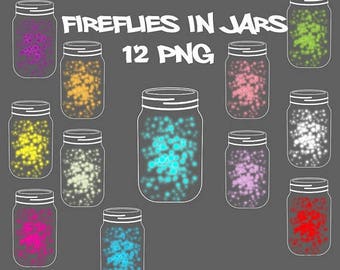Fireflies clipart, mason jar, fairy lights, firefly clip art, jar clipart, fairies clipart, fairytale lights, commercial use, scrapbooking