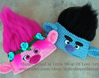 Trolls inspired- poppy or branch crochet hat made to order any size!