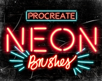 Set of 9 Neon Procreate Brushes - Neon brushes - For the iPad app Procreate - Digital brushes - Digital art resources