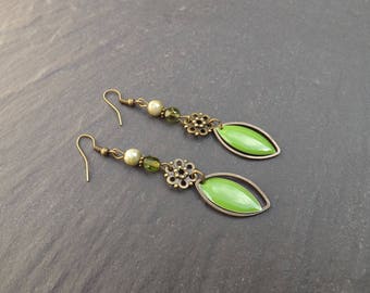 Earrings "shari" sequin, brass, Crystal, Czech glass