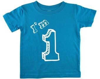I'm One T Shirt - First Birthday Party 1 Year Old - Turquoise