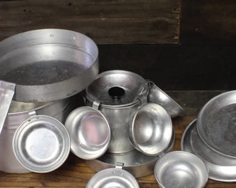 Vintage Aluminum Cookware Set, Self Contained Camping Set