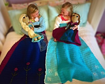 Anna and Elsa Crochet Blankets and Doll PATTERNS