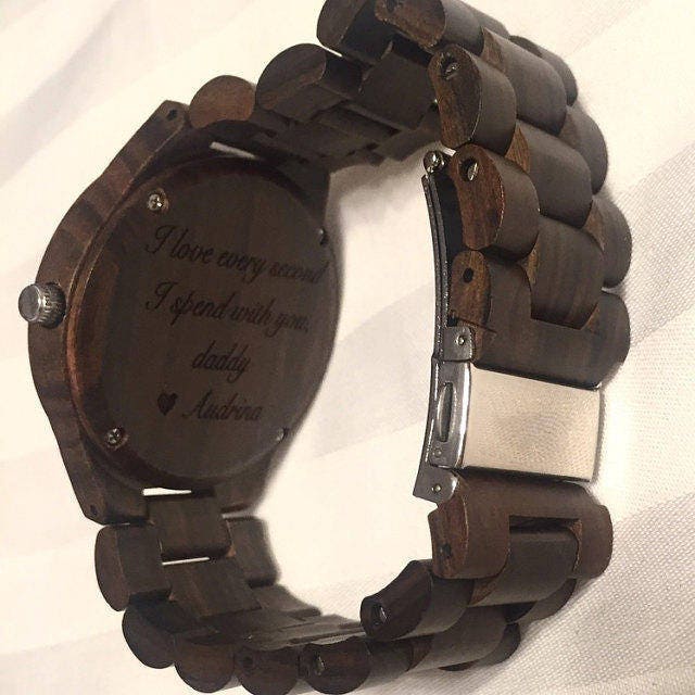 Engraved Mens Wooden Watch Personalized Handmade Wood Watch