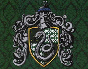 NEW Slytherin Crest: Harry Potter fabric print