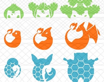 Gen 1 Pokemon Starter Bundle SVG, PNG, and STUDIO3 Cut Files for Silhouette Cameo/Portrait and Cricut Explore DIY Craft Cutters