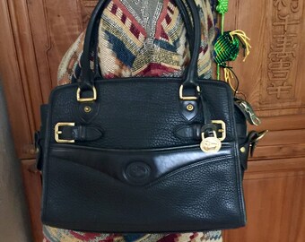 Vintage Black AWL Dooney & Bourke Doctors Satchel Convertible Cottage Chic Boho Handbag Purse