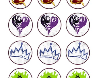 Disney Descendants icons and logos party decoration edible cupcake images cupcake toppers