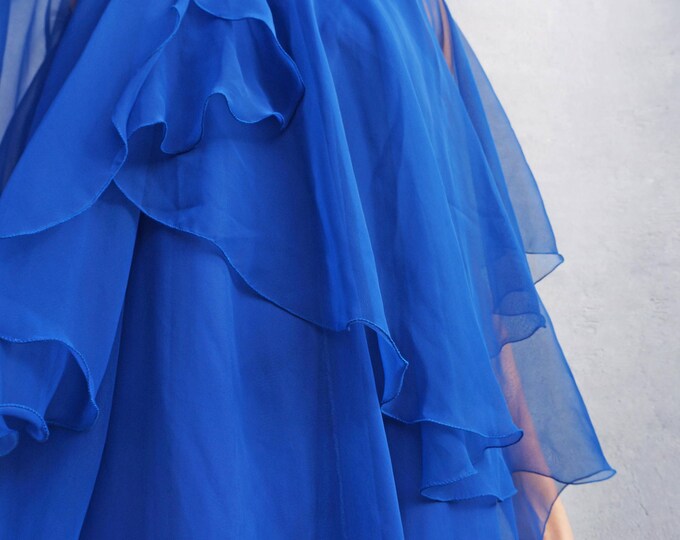 Jean Varon Dress, Cobalt Blue Dress, Vintage Dress, 1970s Dress, Maxi Dress, Evening Dress, Designer Dress, Boho Dress, Wedding Guest Dress