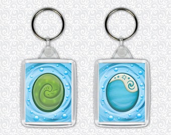 Moana Heart of Te Fiti Stone Necklace Water Keychain - Double Sided Keyring
