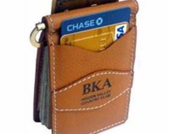 Engraved Leather Money Clip