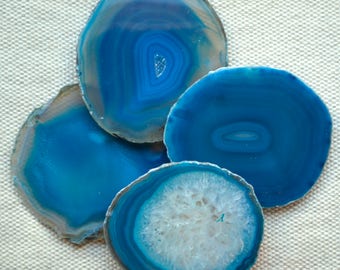 Extra Large Size TEAL BLUE TURQUOISE Brazilian Agate Slice with No Hole for Coasters
