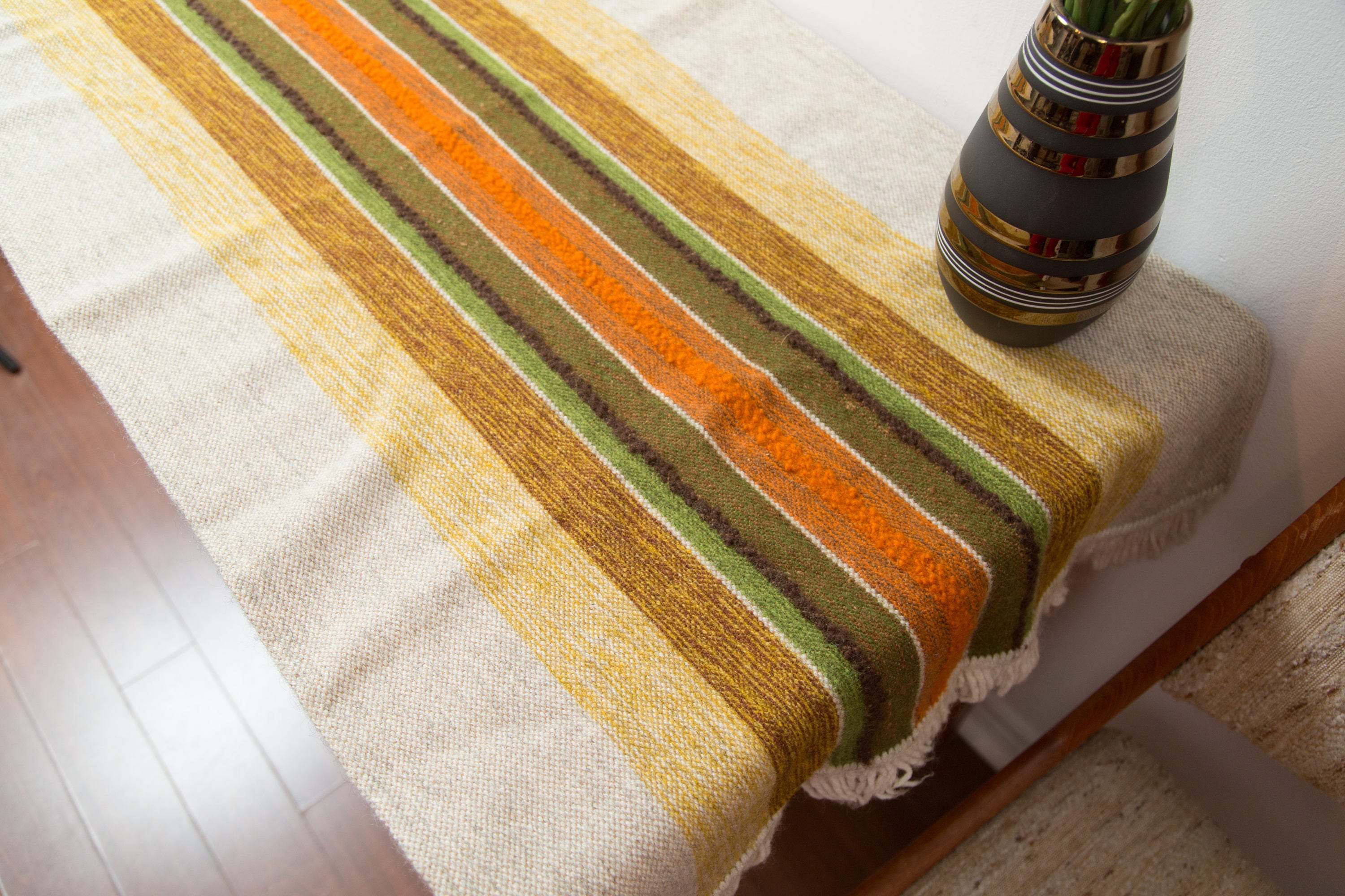 Vintage Tablecloth 1960 s Mid Century Modern Striped Danish