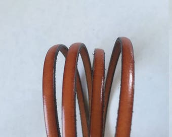 5mm Flat Whiskey Brown Leather - price is for 42"
