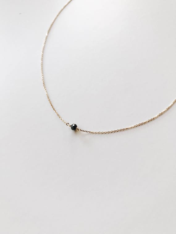 BLACK DIAMOND GOLD necklace // 14k solid gold diamond