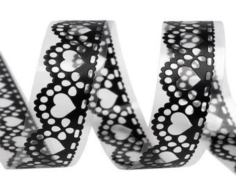 Masking tape tape adhesive 18 mm black lace pattern