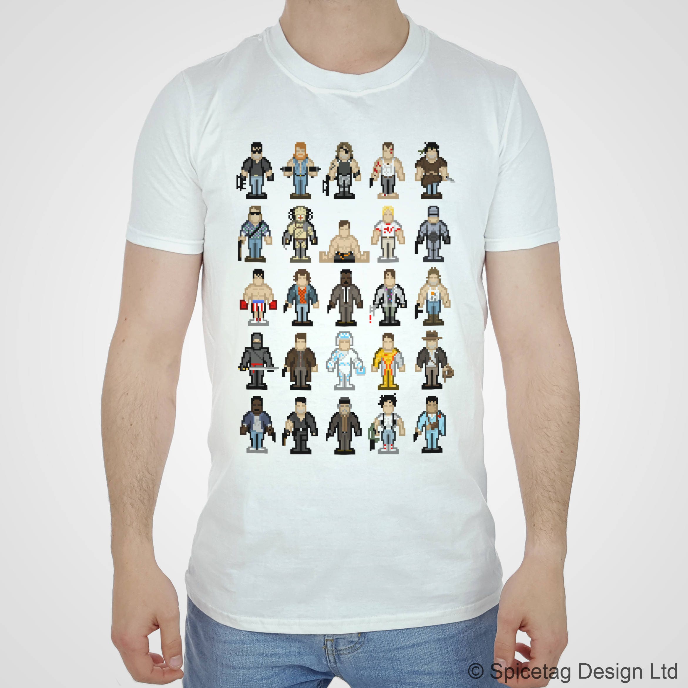 80s Movie T-shirt Film Tshirt 8-Bit Tee 8Bit Top Action Hero