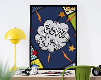 A3 digital file - Poster - Comics - PowPowPow, animation, illustration, decoration, room, child, teenager, gift, poster - A