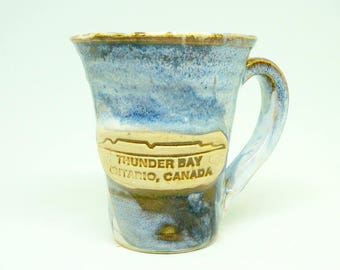 Free Shipping; The Dove Pottery; Wheel Thrown Pottery Mug; Thunder Bay Canada; 4"h x 3.25"w; Beautiful Glaze !!!