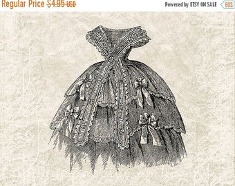 40% OFF SALE Digital Victorian Dress Illustration Download - Vintage Dress - Antique Victorian Clothing - Victorian Dress- Printable JPG Ins